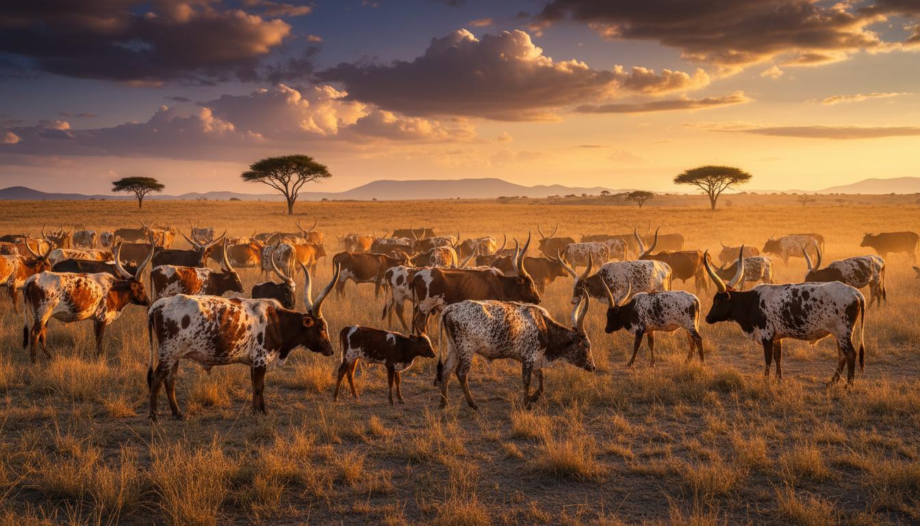 Nguni cattle herd on Zimbabwe savanna